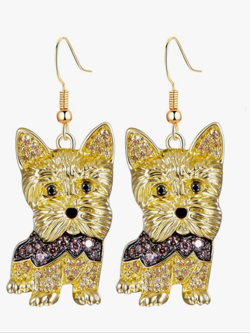 Crystal Yorkshire Terrier Dog Pendant Earrings Pet Charm Earrings